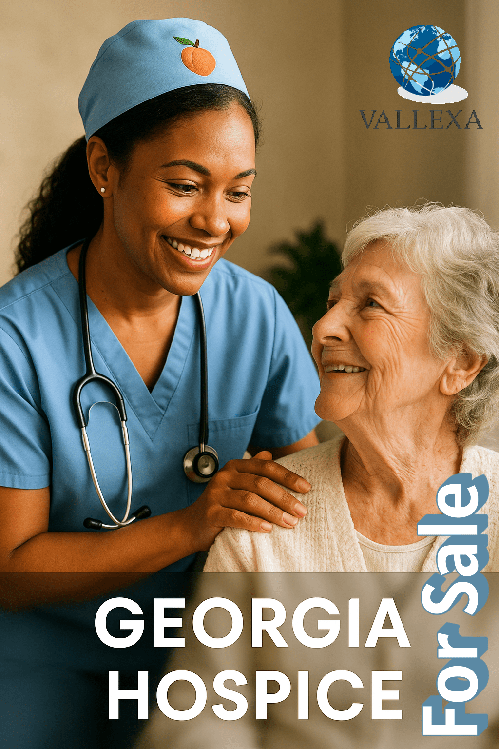 Hospice nurse smiling warmly at an elderly patient, representing compassionate care in a Georgia-based hospice agency.