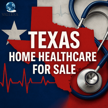 Texas home healthcare agency for sale featuring medical professionals with Texas-themed background representing Medicare, PAS services, and statewide coverage.