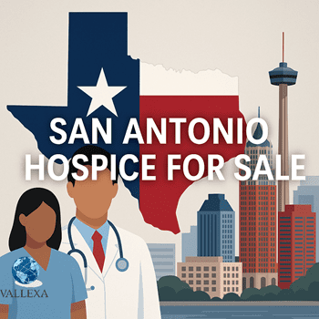 San Antonio hospice agency for sale with CHAPS accreditation, stable census, and Texas healthcare background imagery.