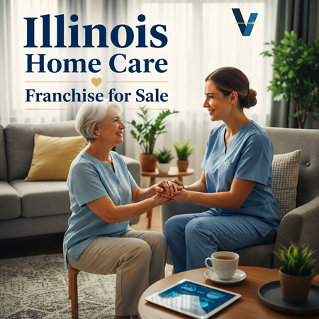 Illinois home care franchise for sale caregiver assisting elderly patient suburban Cook County Illinois